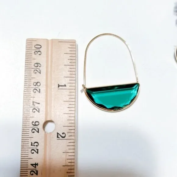 Green crystal drop earrings M7 - Picture 6 of 7